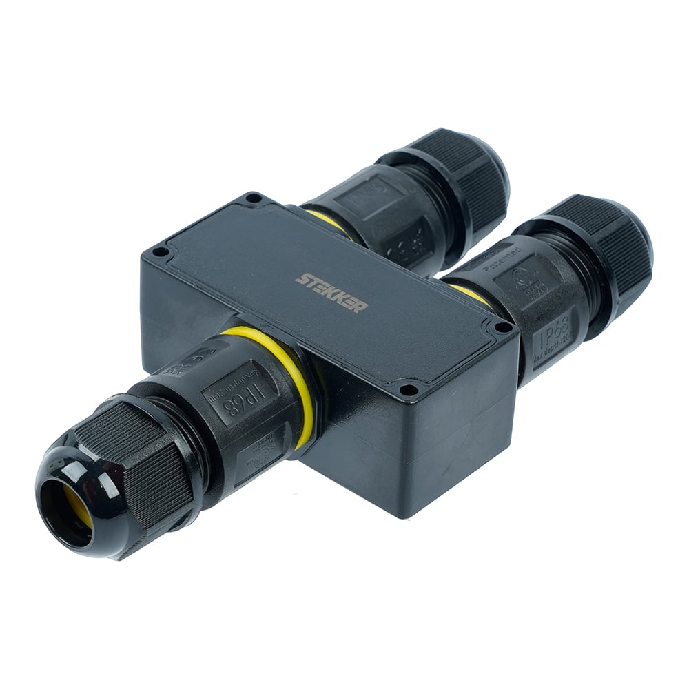 Изображение товара Соединитель-коннектор STEKKER для проводов Y 3-контактный LD555, водонепрониц. пружинный контакт, 50557