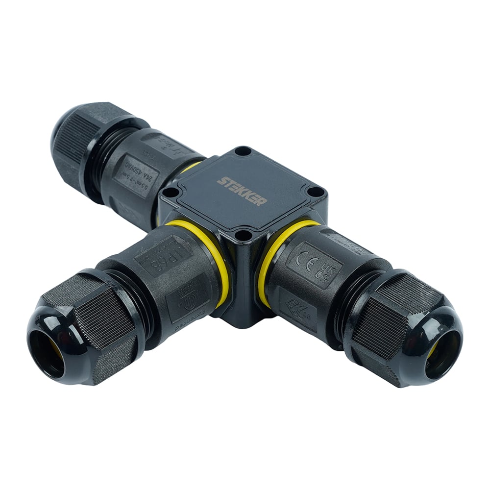 Изображение товара Соединитель-коннектор STEKKER для проводов T 3-контактный LD556, водонепрониц. пружинный контакт, 50558