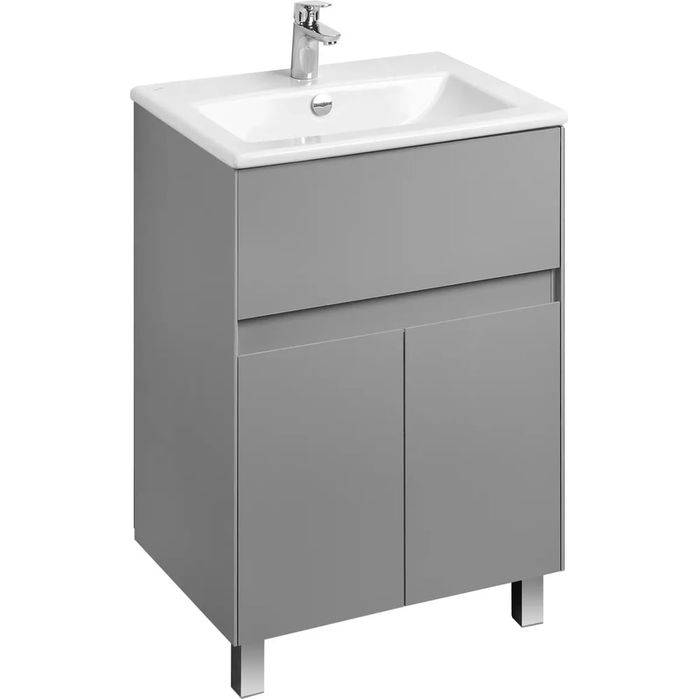 Тумба AQUATON Форест 60 с раковиной Элина 60, цвет Туманный серый 1A2782V0FR4D0
