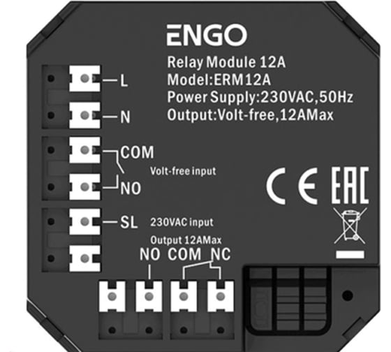 Изображение товара Модульное реле ENGO controls ZigBee 12A, сухой контакт EREL-12ZB