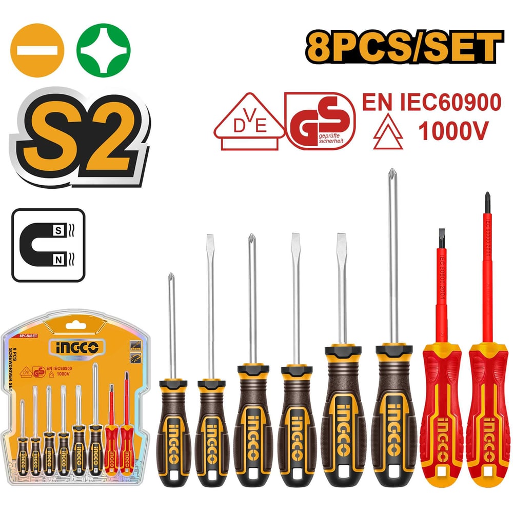 Изображение товара Набор отверток INGCO 8 шт (5/20) INDUSTRIAL HKSDS0838