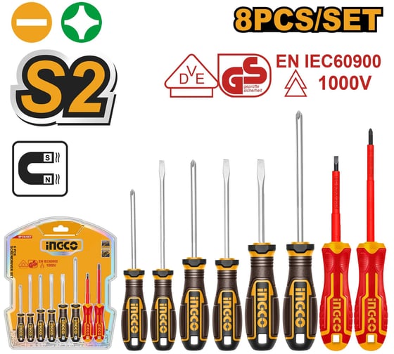 Изображение товара Набор отверток INGCO 8 шт (5/20) INDUSTRIAL HKSDS0838