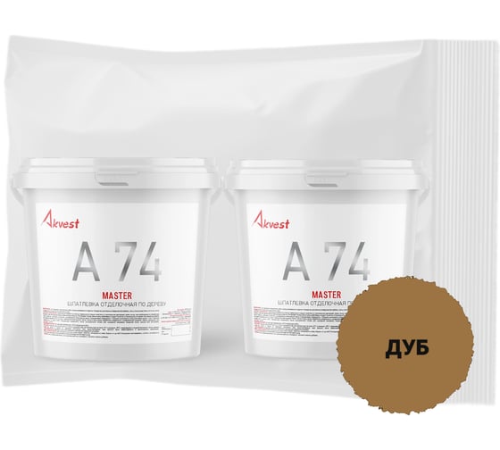 Изображение товара Шпатлевка акриловая отделочная Akvest по дереву атмосферостойкая водостойкая дуб А-74 0,5 кг 2 шт (набор) ВИ00021-94
