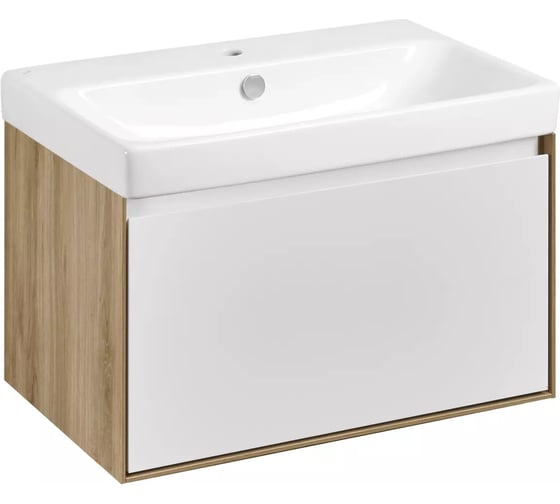 Изображение товара Тумба AQUATON Либерти 70 с раковиной Адриа 70, цвет Дуб Эльвезия/Белый глянец 1A2798V0LYC70