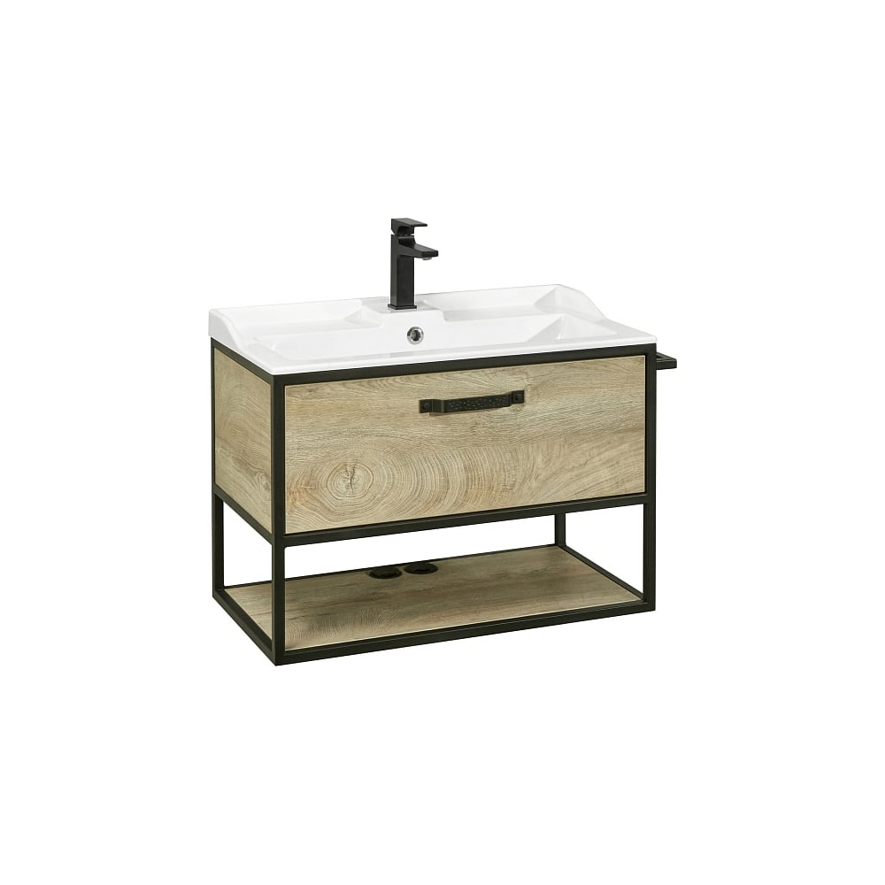 Изображение товара Тумба AQUATON Лофт Фабрик 80 с раковиной Фабиа 80, цвет Дуб Эндгрейн 1A2424V0LTDU0