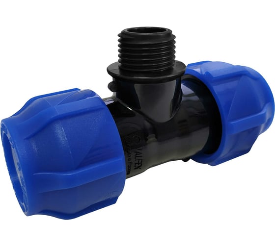 Изображение товара Компрессионный переходной тройник VALFEX ПНД, с наружной резьбой, 63-1 1/2"-63 1210026311263