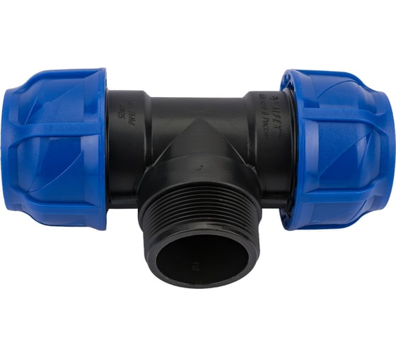 Изображение товара Компрессионный переходной тройник VALFEX ПНД, с наружной резьбой, 50-2"-50 1210025020050