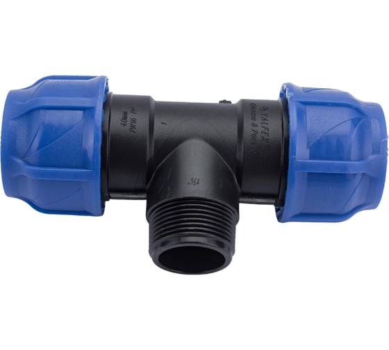 Изображение товара Компрессионный переходной тройник VALFEX ПНД, с наружной резьбой, 40-1 1/4"-40 1210024011440