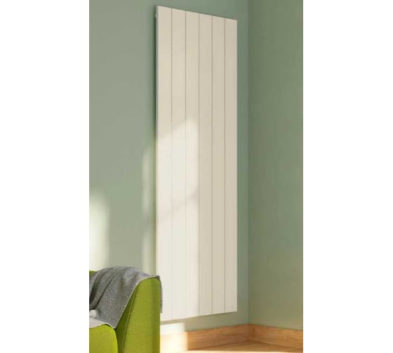 Изображение товара Вертикальный трубчатый радиатор отопления алюминиевый MIVARMO 6 секции, 1500 мм, жемчужно-белый, Multiflex правое MB6-1500-1013-MR