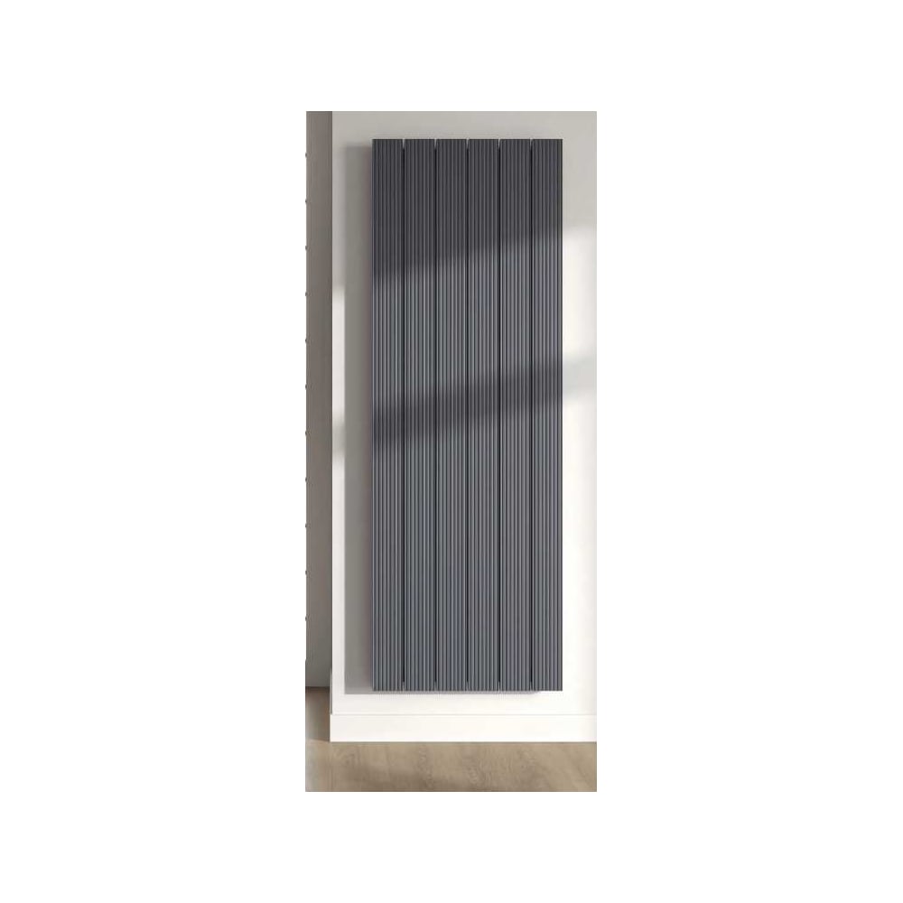 Изображение товара Вертикальный трубчатый радиатор отопления алюминиевый MIVARMO 6 секции, 2000 мм, графитовый серый, Multiflex левое MB6-2000-7024-ML