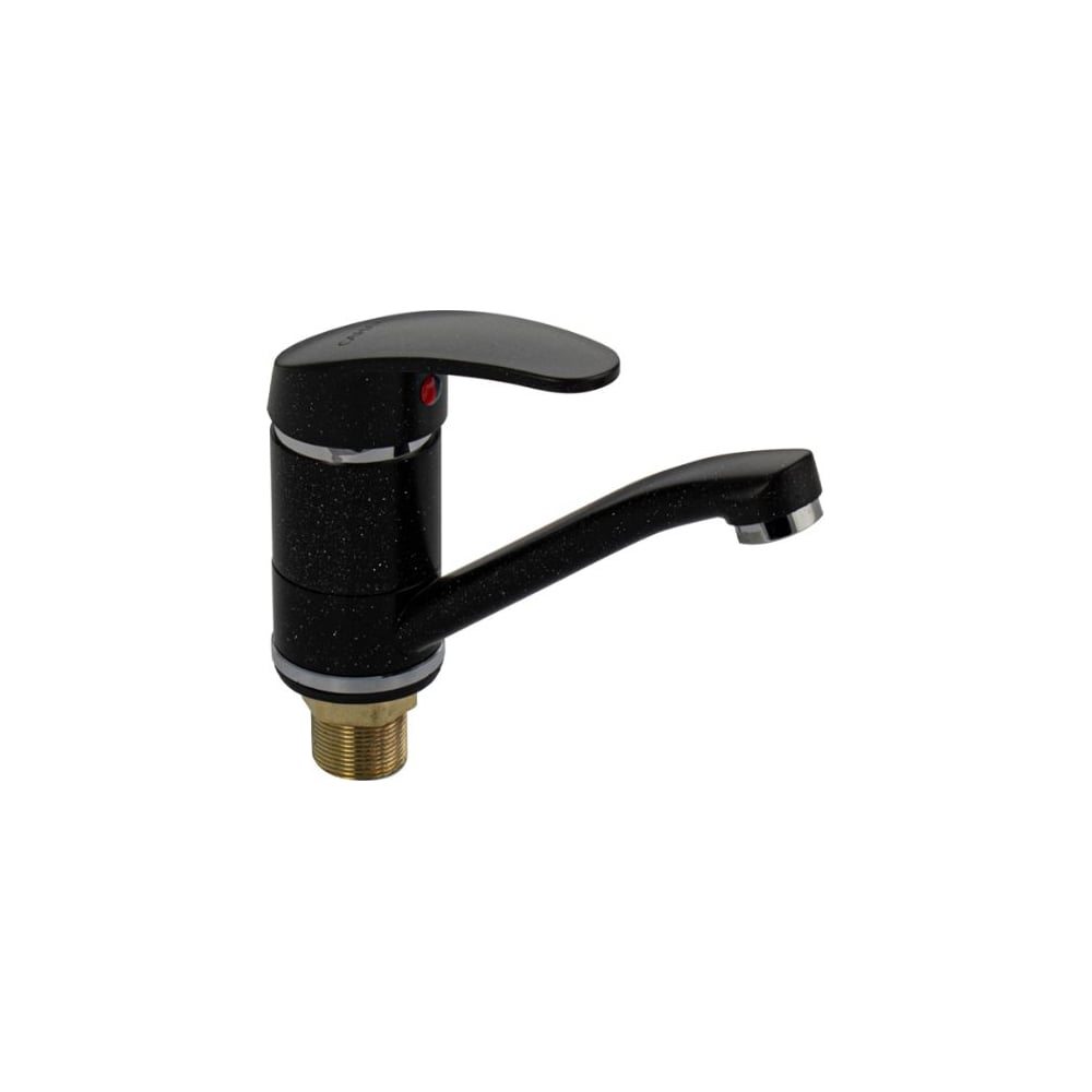 Изображение товара Смеситель для кухни и раковины САНАКС шаровый, поворотный корпус, излив 15 см, цвет черный камень 13072