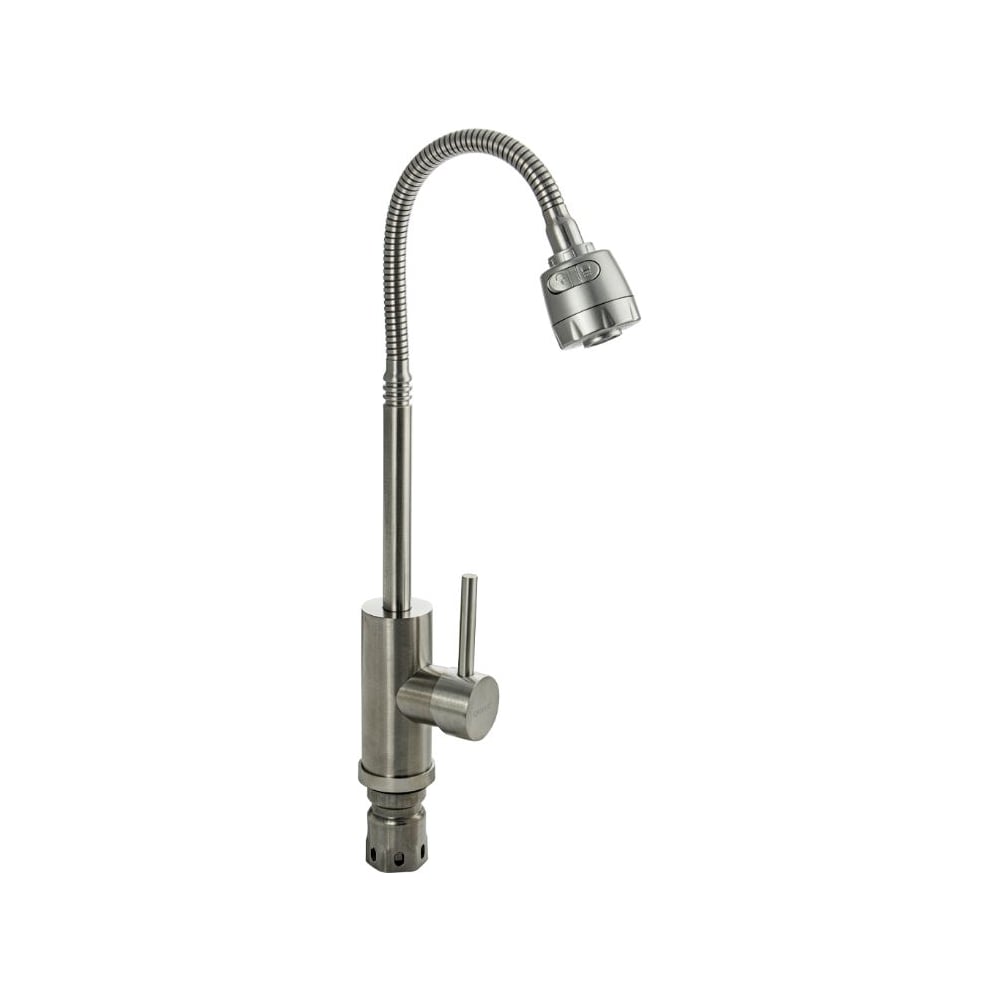 Изображение товара Смеситель для кухни САНАКС гибкий излив, из нержавеющей стали марки 304, с двухрежимным аэратором, цвет сатин 13060