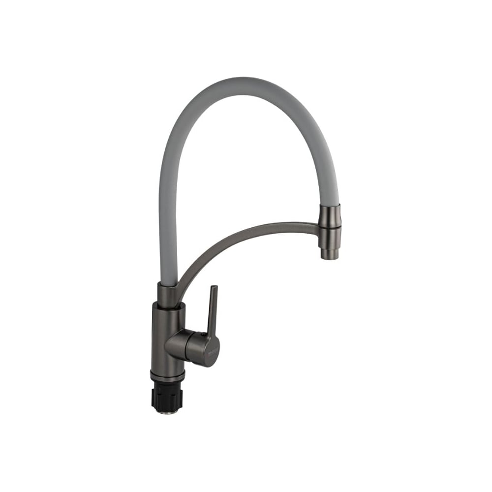 Изображение товара Смеситель для кухни САНАКС серия МАГНУС, гибкий тёмно-серый излив с фиксацией, корпус из нержавеющей стали марки SUS 304, цвет графит 9423
