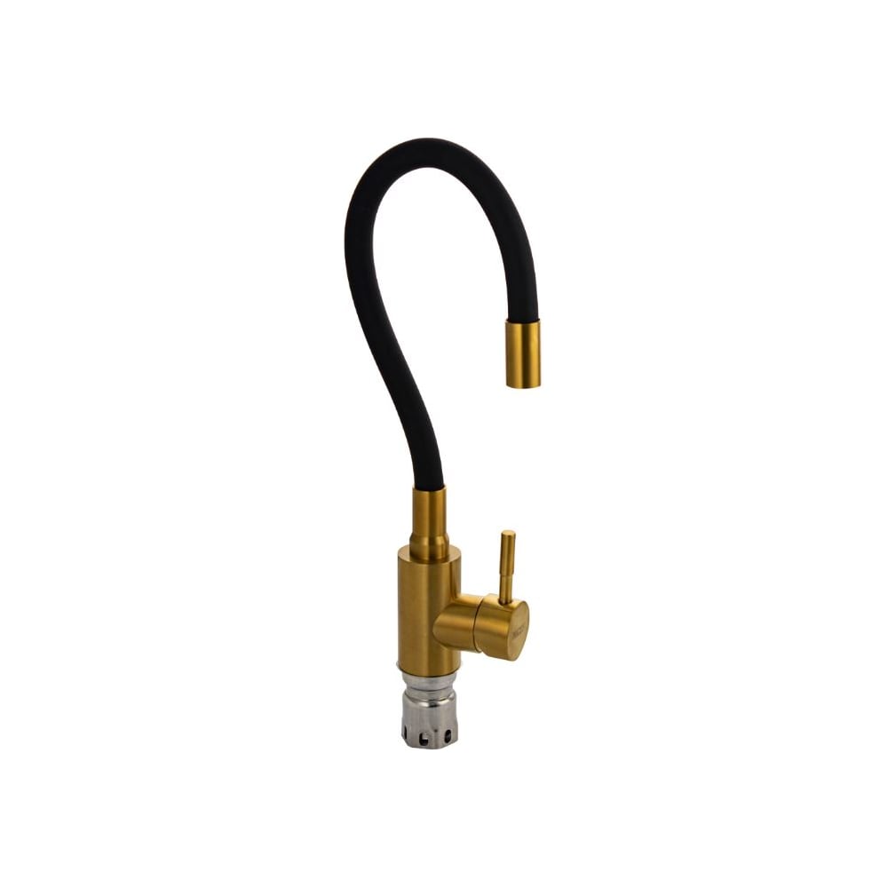 Изображение товара Смеситель для кухни САНАКС серия МАГНУС с гибким изливом черного цвета, корпус из нержавеющей стали, цвет матовое золото 9267
