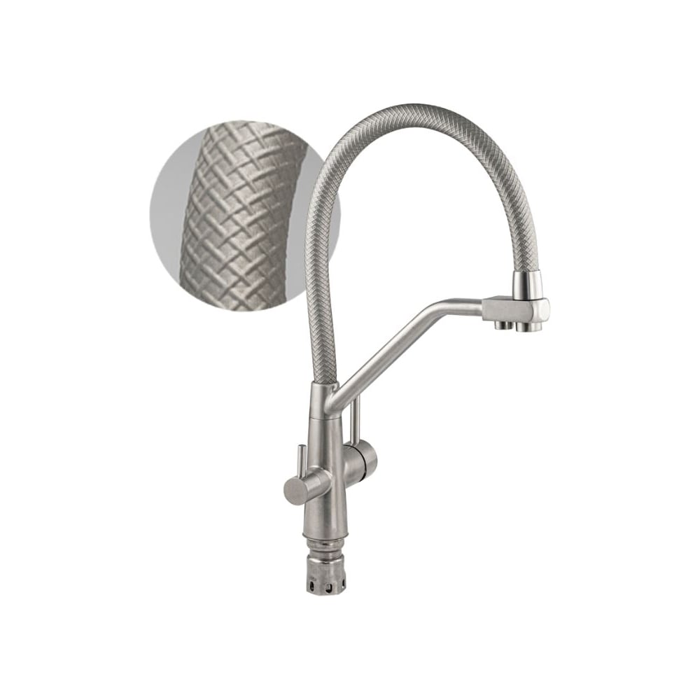 Изображение товара Смеситель САНАКС Магнус с гибким изливом, сатиновый SUS 304