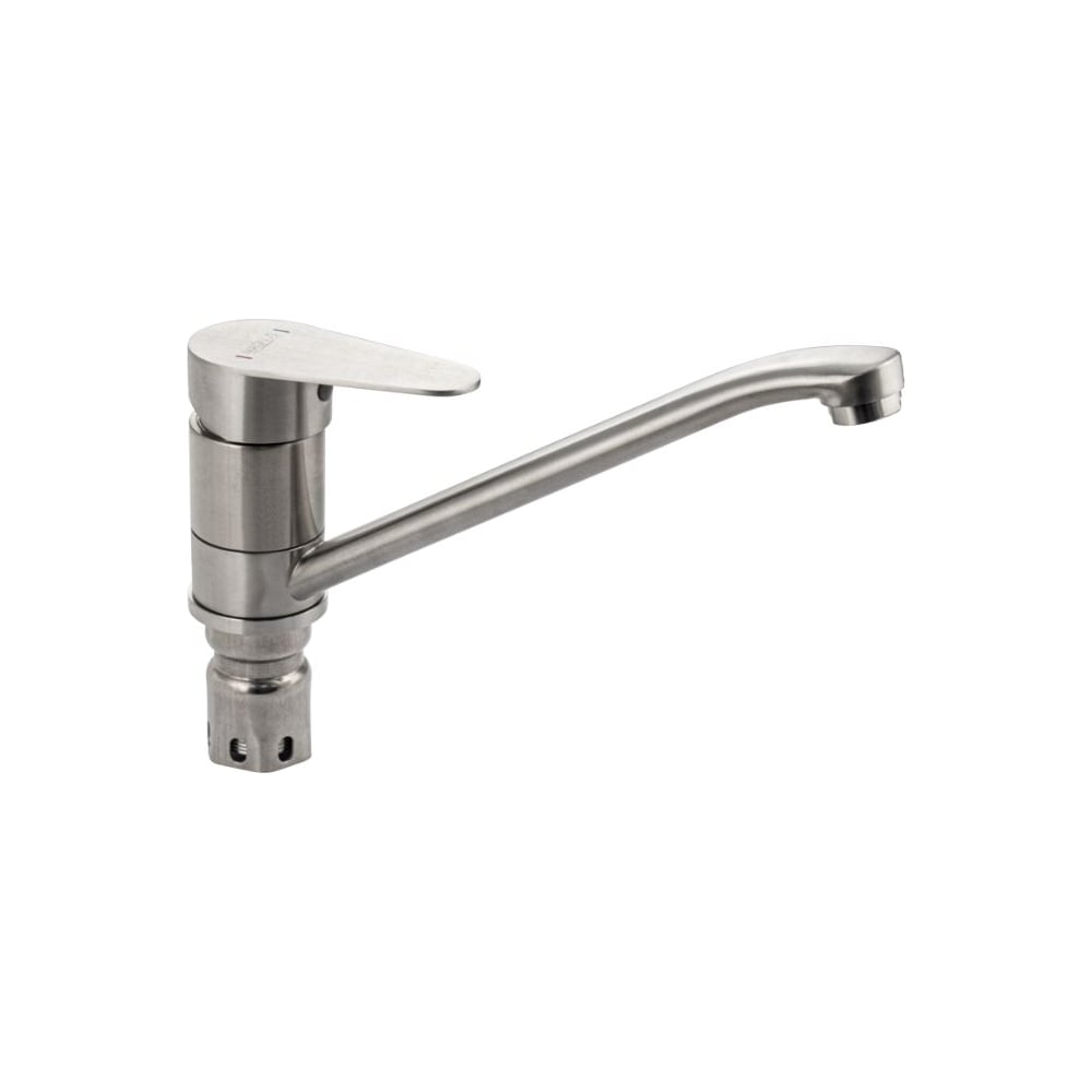 Изображение товара Смеситель для кухни САНАКС серия МАГНУС шаровый, поворотный корпус, излив 25 см, из нержавеющей стали марки 304, цвет сатин 9344