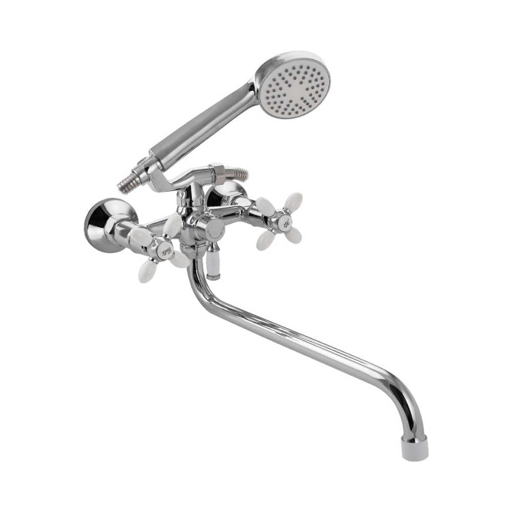 Изображение товара Смеситель в ванную САНАКС длинный излив, серия серия МайФайр с белыми вставками, металлокерамика 3705