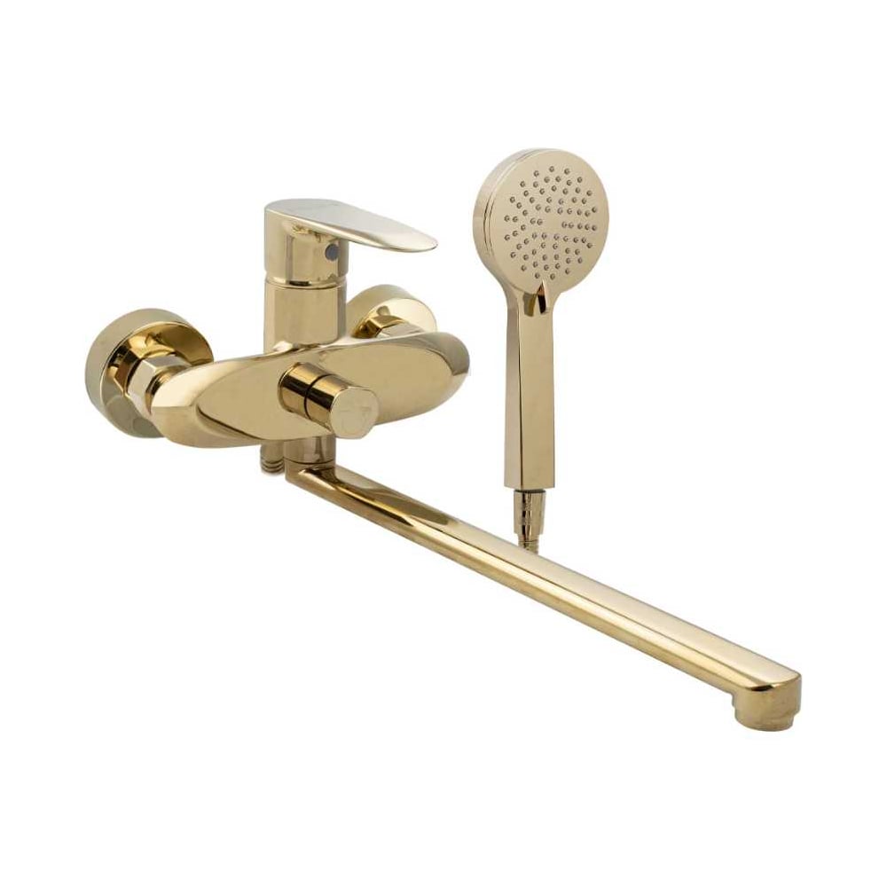 Изображение товара Смеситель в ванную САНАКC серия МАГНУС длинный излив под ЗОЛОТО, шаровый, с дивертором на корпусе 9370