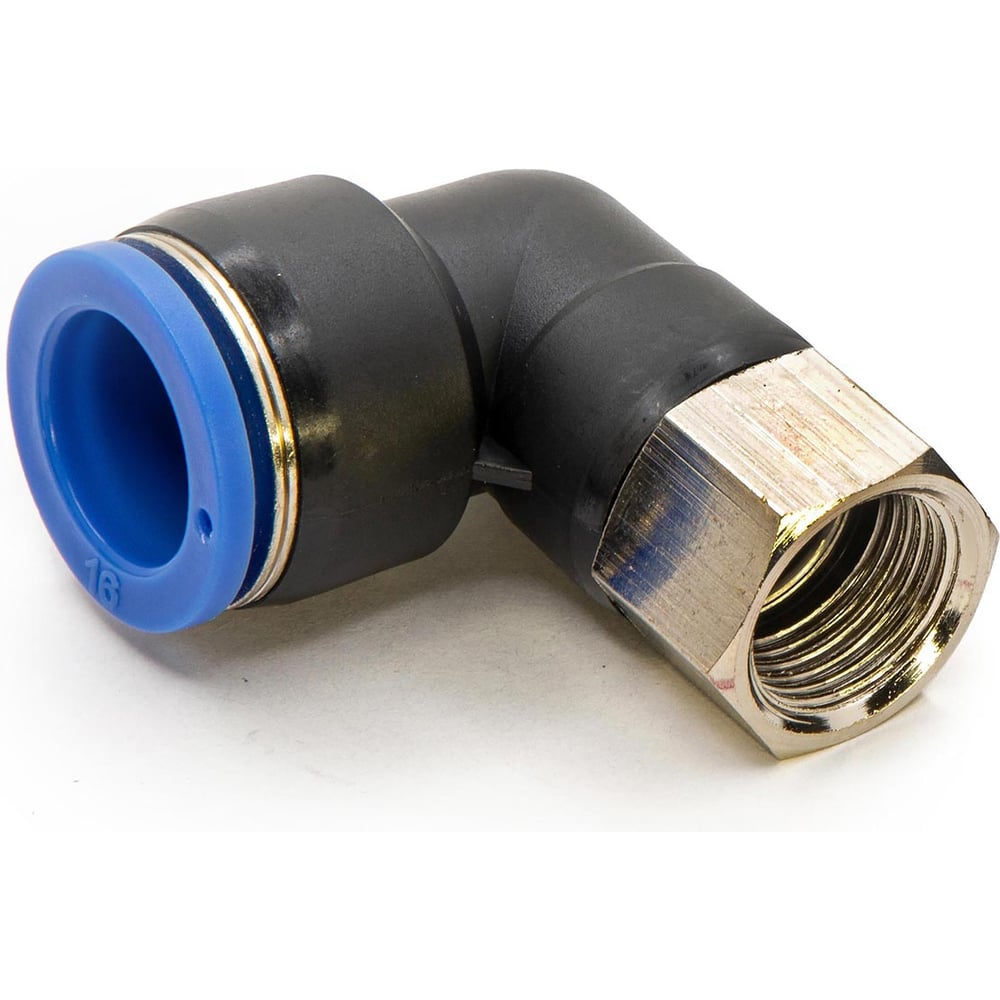 Изображение товара Пневмофитинг цанговый L-образный с внутренней резьбой HIMPT 5 шт PLF 16-03 (R3/8) 00-00026590
