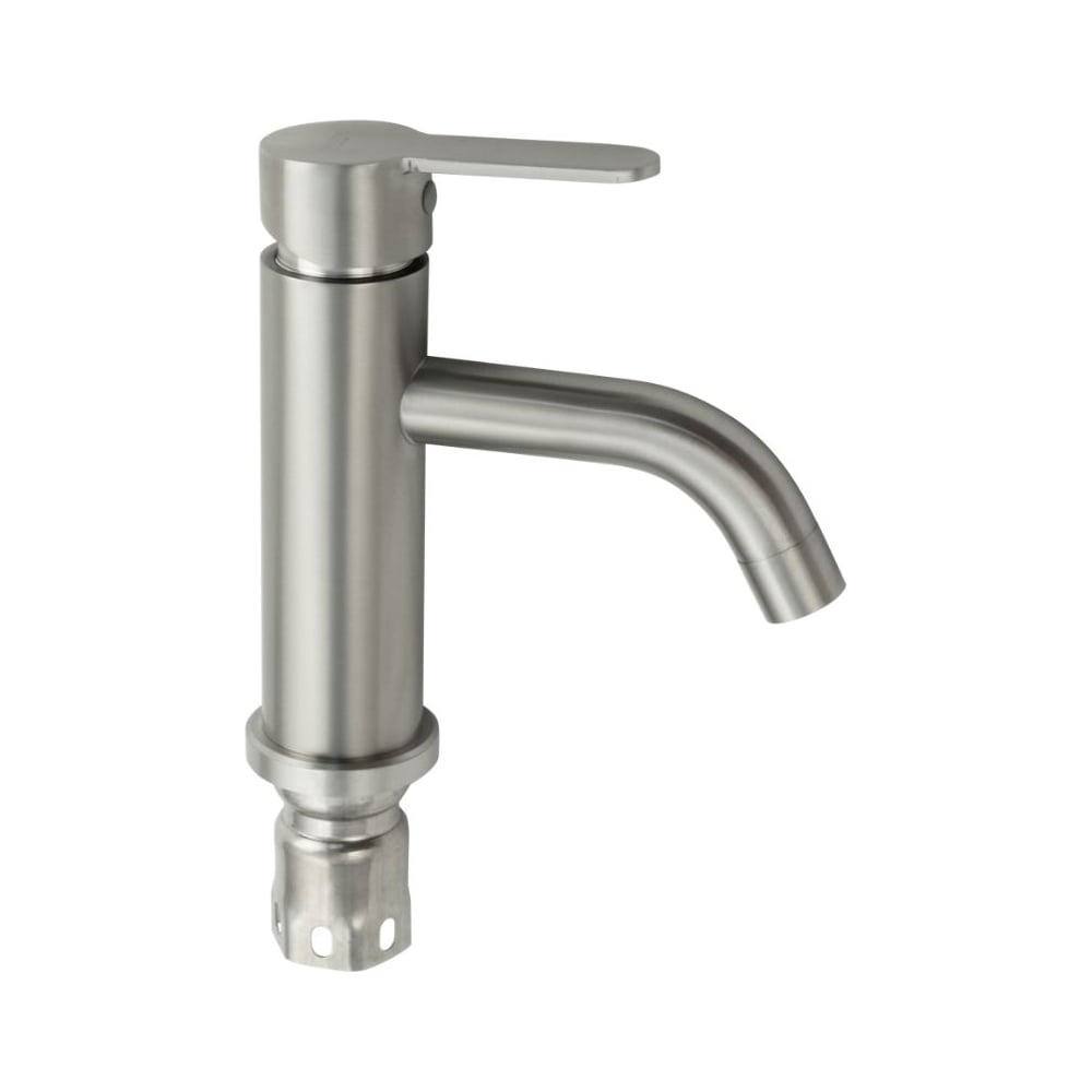 Изображение товара Смеситель для раковины САНАКС серия МАГНУС, литой корпус, изогнутый излив, из нержавеющей стали марки SUS 304, цвет сатин 9150