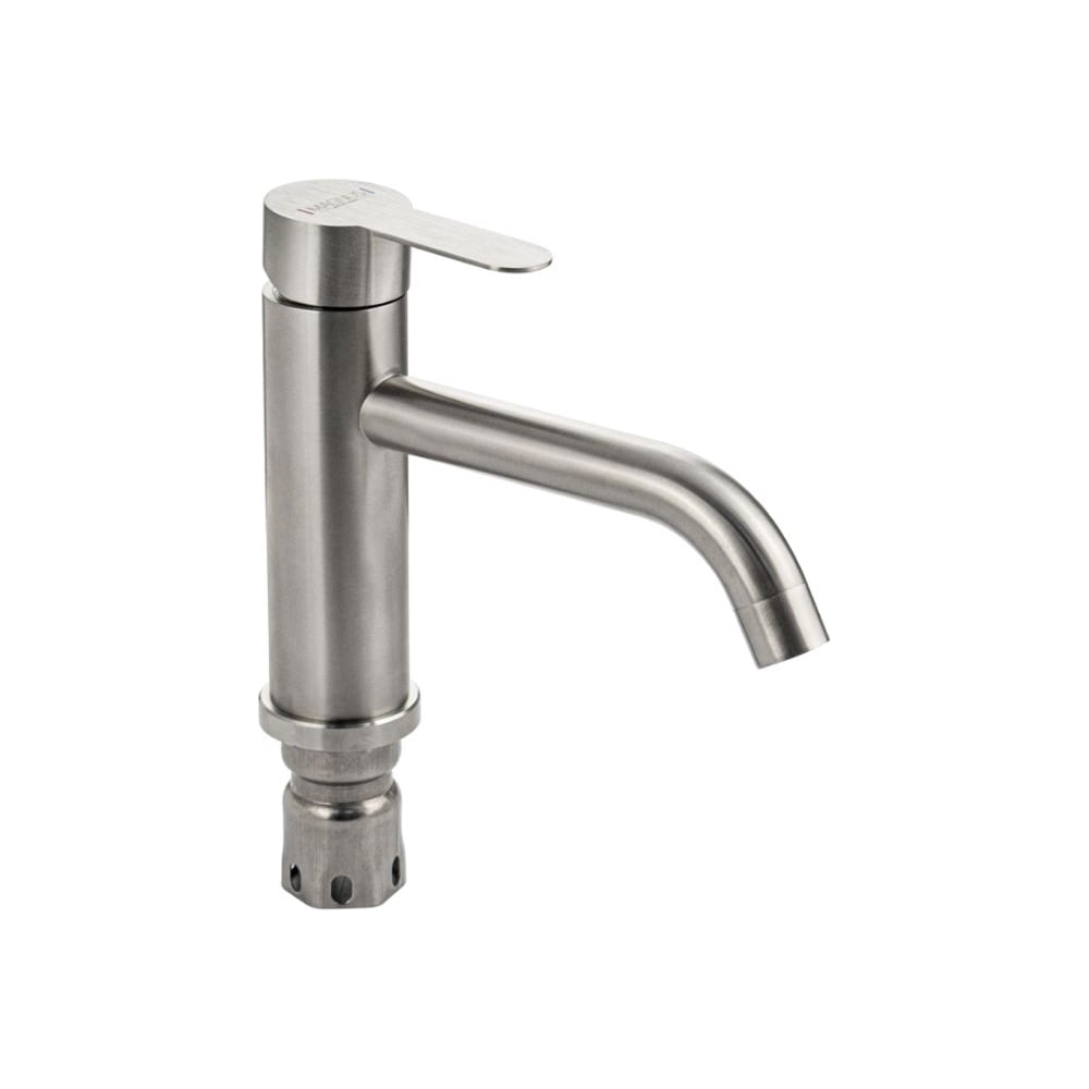 Изображение товара Смеситель для раковины САНАКС серия МАГНУС матовый литой корпус, длинный изогнутый излив, из нержавеющей стали марки 304, цвет сатин 91495