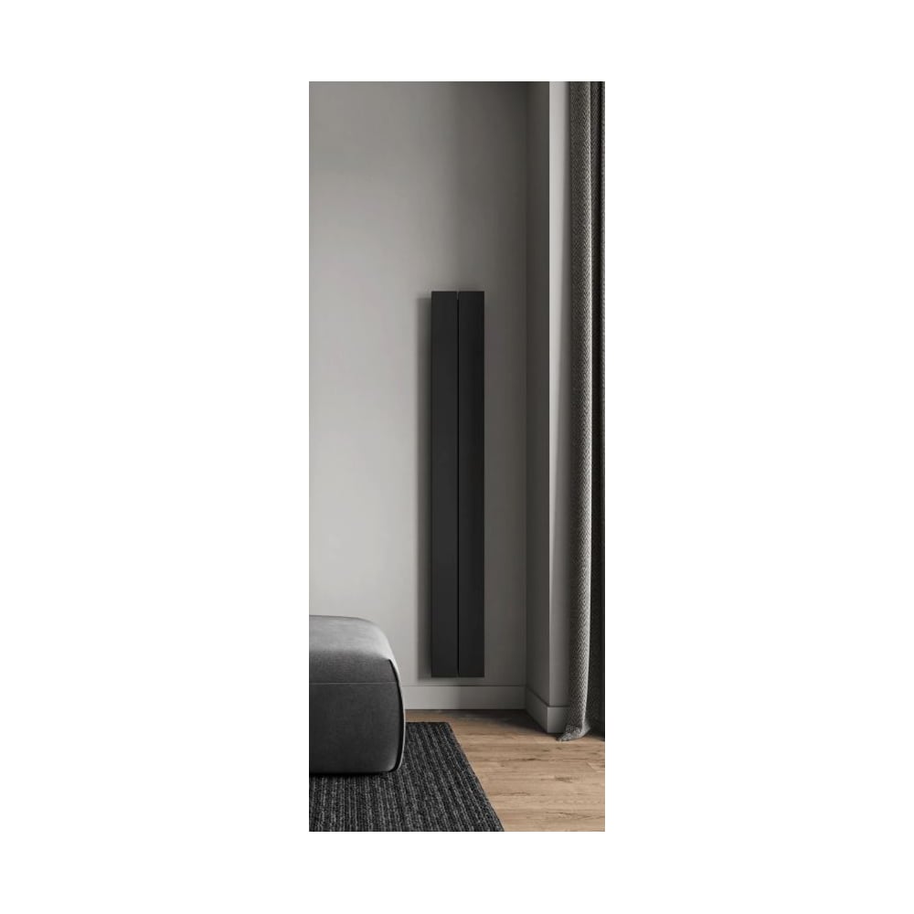 Изображение товара Радиатор отопления вертикальный трубчатый MIVARMO Multiflex алюминиевый 2 секции, 1750 мм, черный, центральное MB2-1750-9005-MC