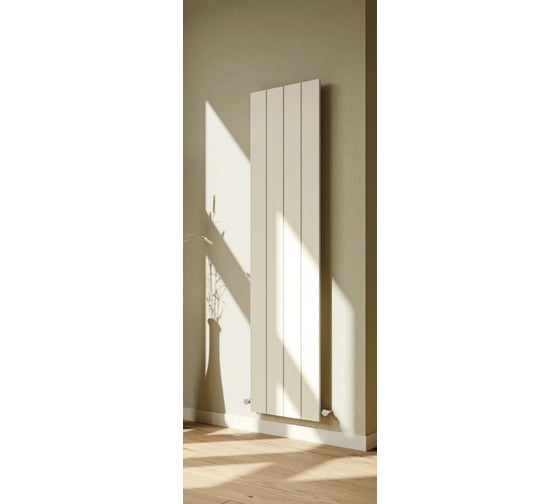 Изображение товара Радиатор отопления вертикальный трубчатый MIVARMO Multiflex алюминиевый 4 секции, 1500 мм, жемчужно-белый, центральное MB4-1500-1013-MC