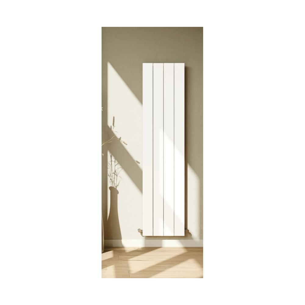 Изображение товара Радиатор отопления вертикальный трубчатый MIVARMO Multiflex алюминиевый 4 секции, 1750 мм, белый, центральное MB4-1750-9016-MC