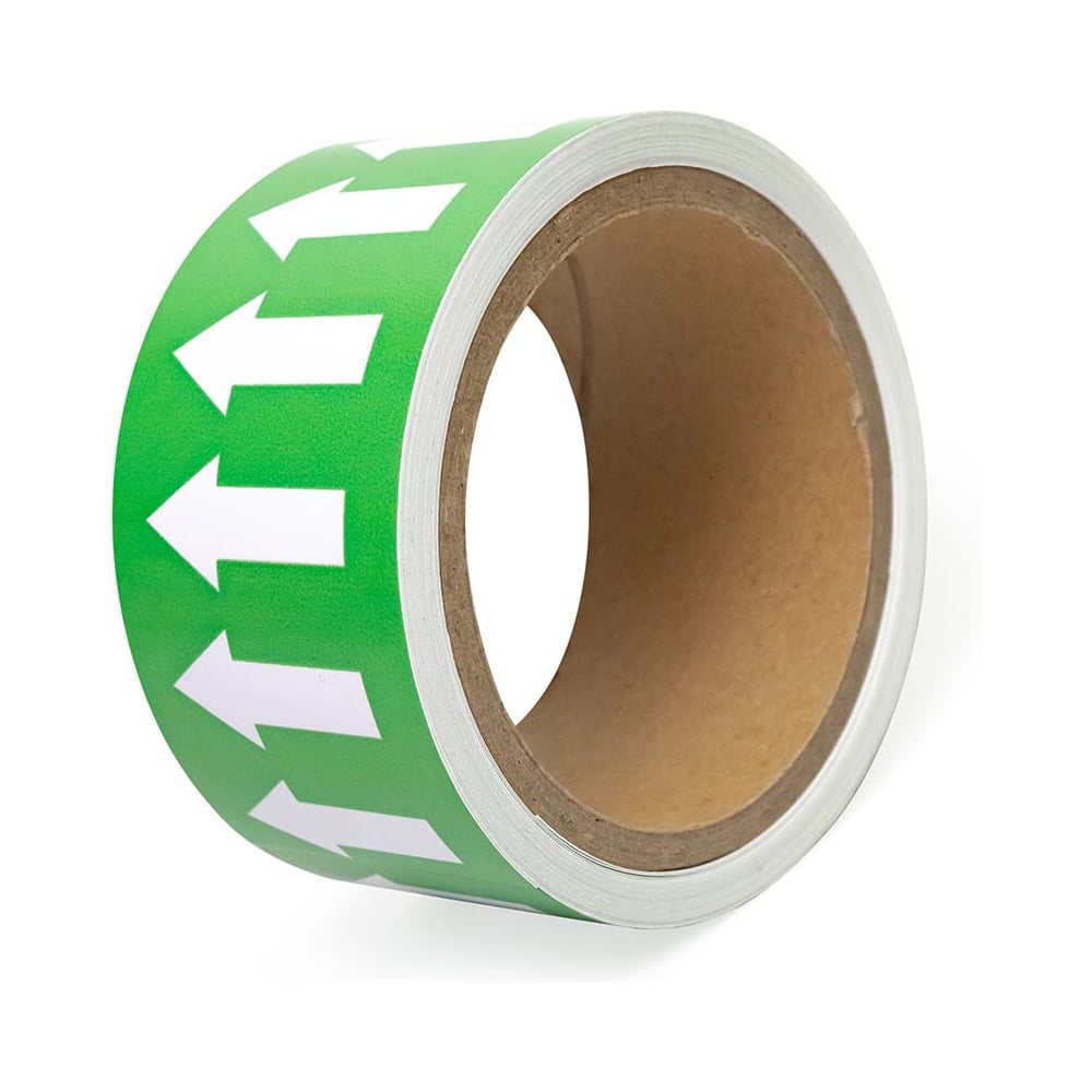 Изображение товара Маркировочная лента Vell зеленая, со стрелками для маркировки трубопроводов «ВОДА» 50 мм/10 м, VL5010GR-A 1396392