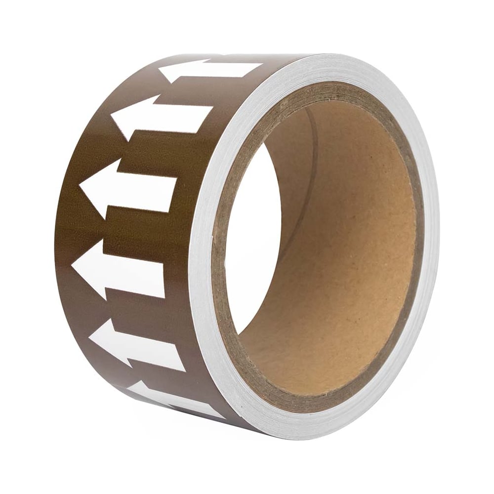 Изображение товара Маркировочная лента  коричневая, со стрелками для маркировки трубопроводов «ЖИДКОСТЬ» 50 мм/10 м, VL5010BR-A 1396391