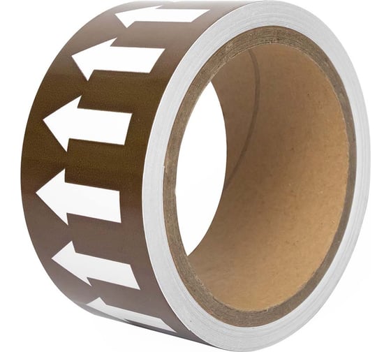 Изображение товара Маркировочная лента  коричневая, со стрелками для маркировки трубопроводов «ЖИДКОСТЬ» 50 мм/10 м, VL5010BR-A 1396391