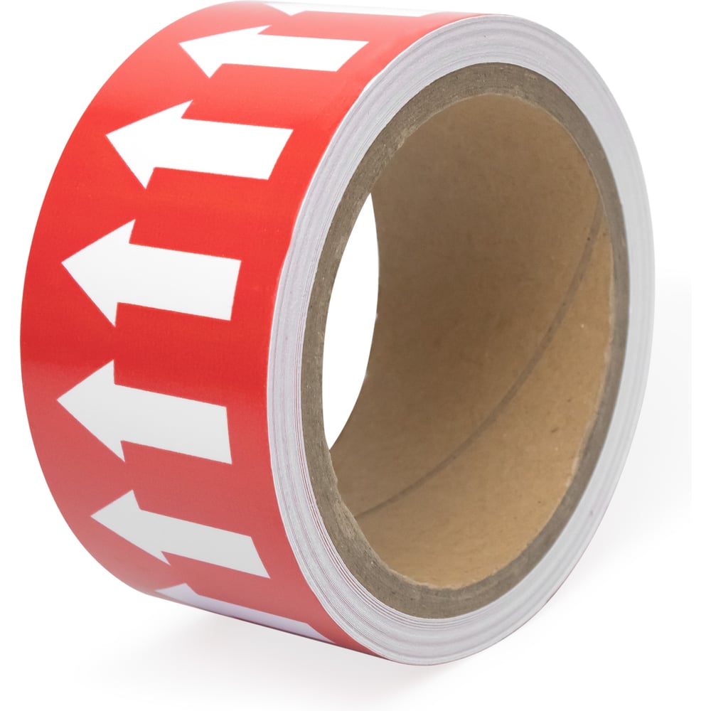 Изображение товара Маркировочная лента Vell красная, со стрелками для маркировки трубопроводов «ПАР» 50 мм/10 м, VL5010RD-A 1396390