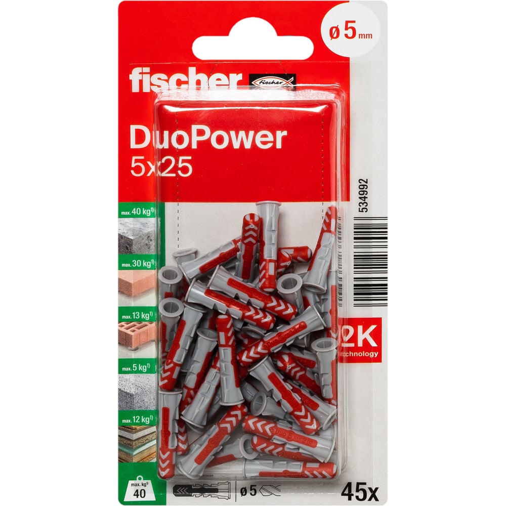 Изображение товара Дюбель Fischer DUOPOWER (45 шт.) 5X25 534992 Изображение товара Дюбель Fischer DUOPOWER (45 шт.) 5X25 534992
