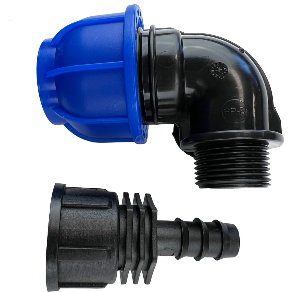 Изображение товара Комплект подключения магистральной трубки 16мм к ПНД трубе 32мм Профитт (угол ПНД+адаптер) 0341156-RCS