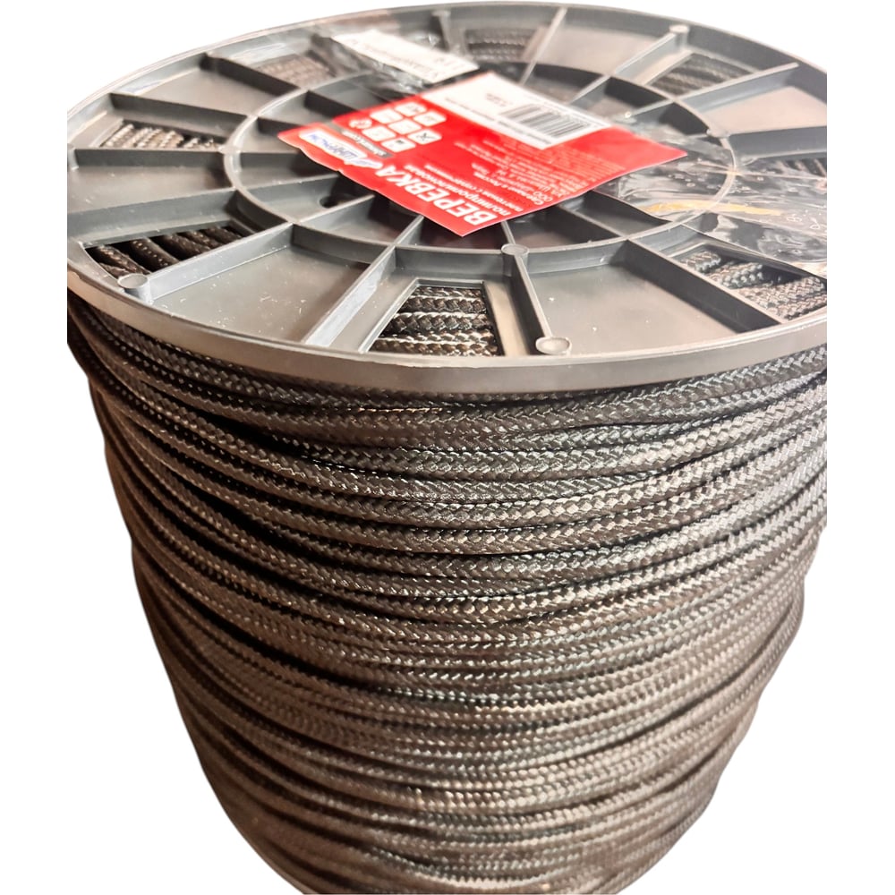 Изображение товара Шнур плетеный с сердечником ПП 6мм высокопрочный 300м Шнурком чер 6В810пп310К300м