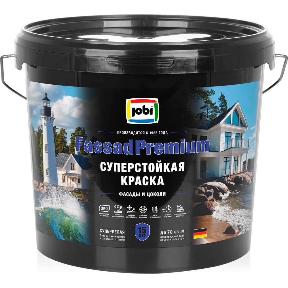 Изображение товара Краска фасадная суперстойкая JOBI FassadPremium 5 л 36404 Изображение товара Краска фасадная суперстойкая JOBI FassadPremium 5 л 36404