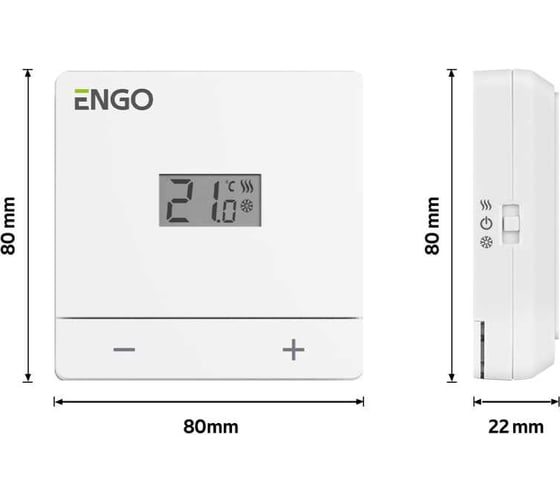 Изображение товара Терморегулятор ENGO controls, проводной, накладной, на батарейках, белый EASYBATW