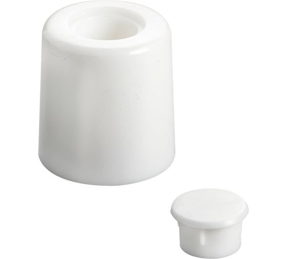 Изображение товара Ограничитель напольный Hettich белый пластик, D35x63мм с комплектом крепежа и крышкой, 2шт 954680