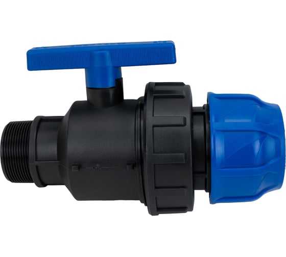 Изображение товара Шаровой кран VALFEX ПНД компрессионный цанга - наружная резьба, разборный 63x2" 1210012663200