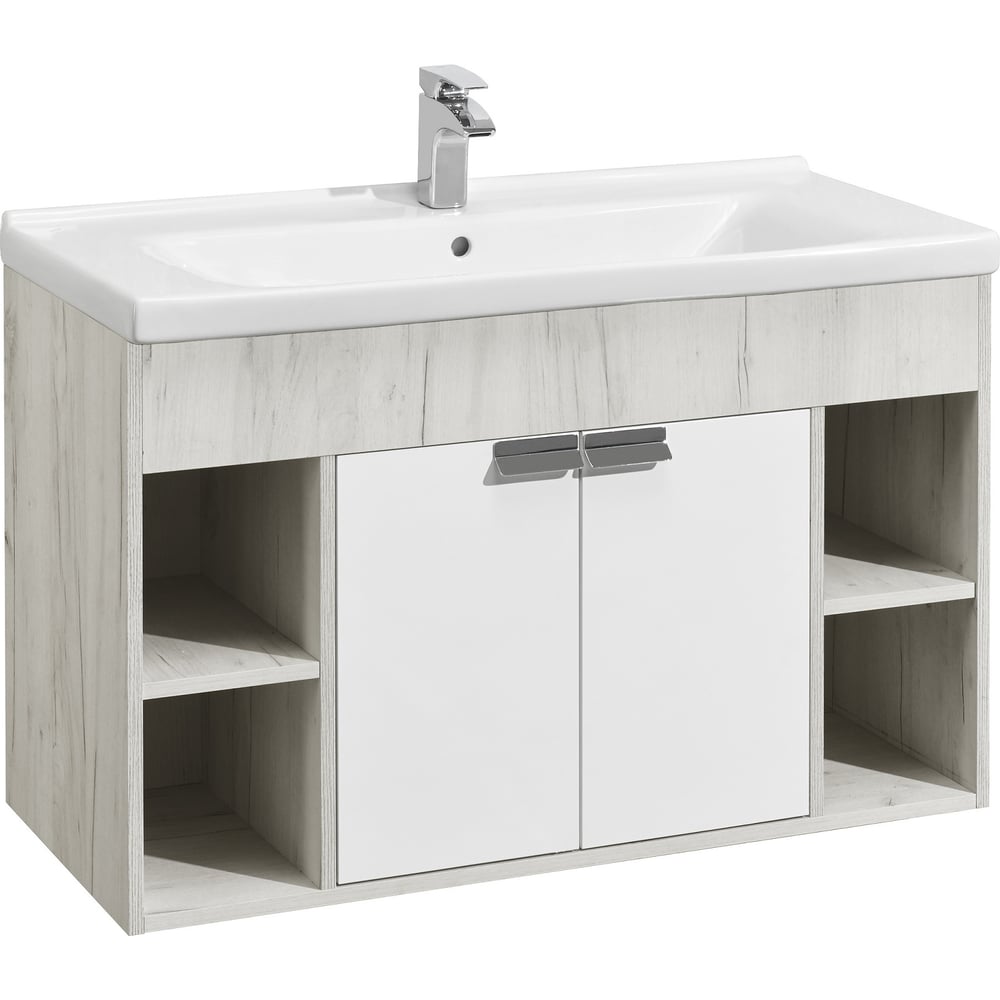 Изображение товара Тумба AQUATON Флай 100 с раковиной Миранда 100 белый дуб крафт