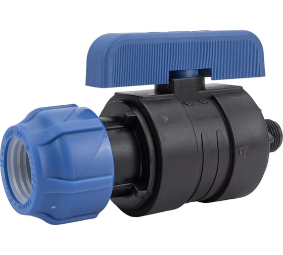 Изображение товара Шаровой кран VALFEX ПНД компрессионный цанга - наружная резьба, разборный 32x1/2" 1210012632012