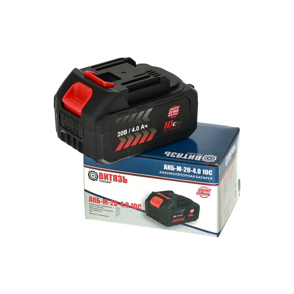 Изображение товара Аккумулятор Витязь Тип-М, АКБ-М-20-4.0 10С, 20 В, 4,0 А Li-on 18037005