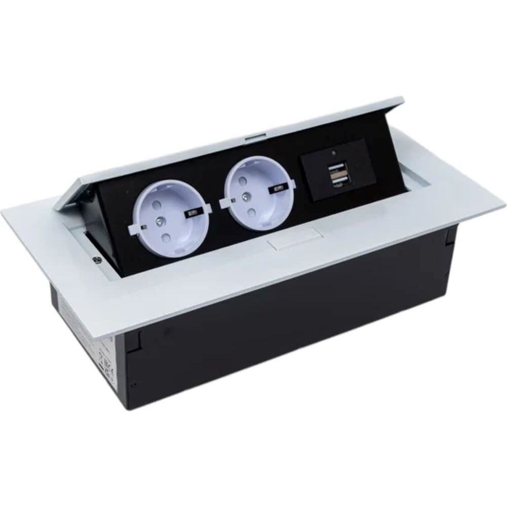 Изображение товара Удлинитель GTV врезной, прямоугольный, 2XSCHUKO, USB A+C/5V, без вилки, цвет белый N AE-PBU02GS-10N