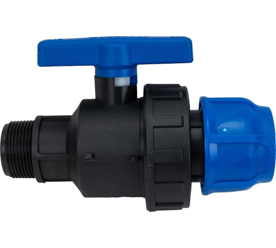 Изображение товара Шаровой кран VALFEX ПНД компрессионный цанга - наружная резьба, разборный 40x1 1/4" 1210012640114