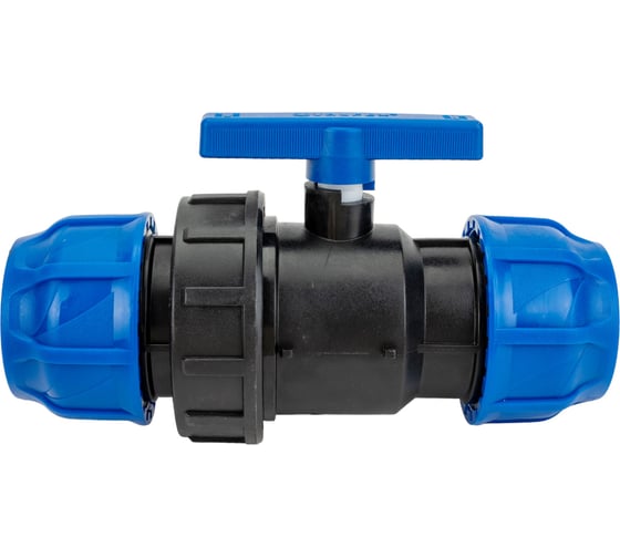 Изображение товара Шаровой кран VALFEX ПНД компрессионный цанга - цанга разборный 63x63 121001236363