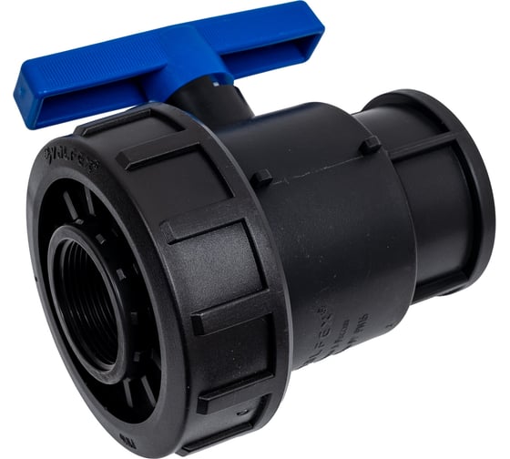 Изображение товара Компрессионный шаровой кран VALFEX ПНД  ВН/ВН резьба разборный 2"-1 1/2" Ду46 1210011200112