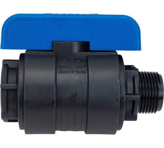 Изображение товара Компрессионный шаровой кран VALFEX ПНД  НР/ВН резьба разборный 1"-1"Ду26 1210012100100