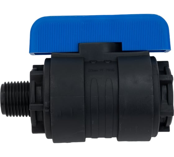 Изображение товара Компрессионный шаровой кран VALFEX ПНД НР/ВН резьба разборный 1/2"-1/2"Ду16 1210016012012