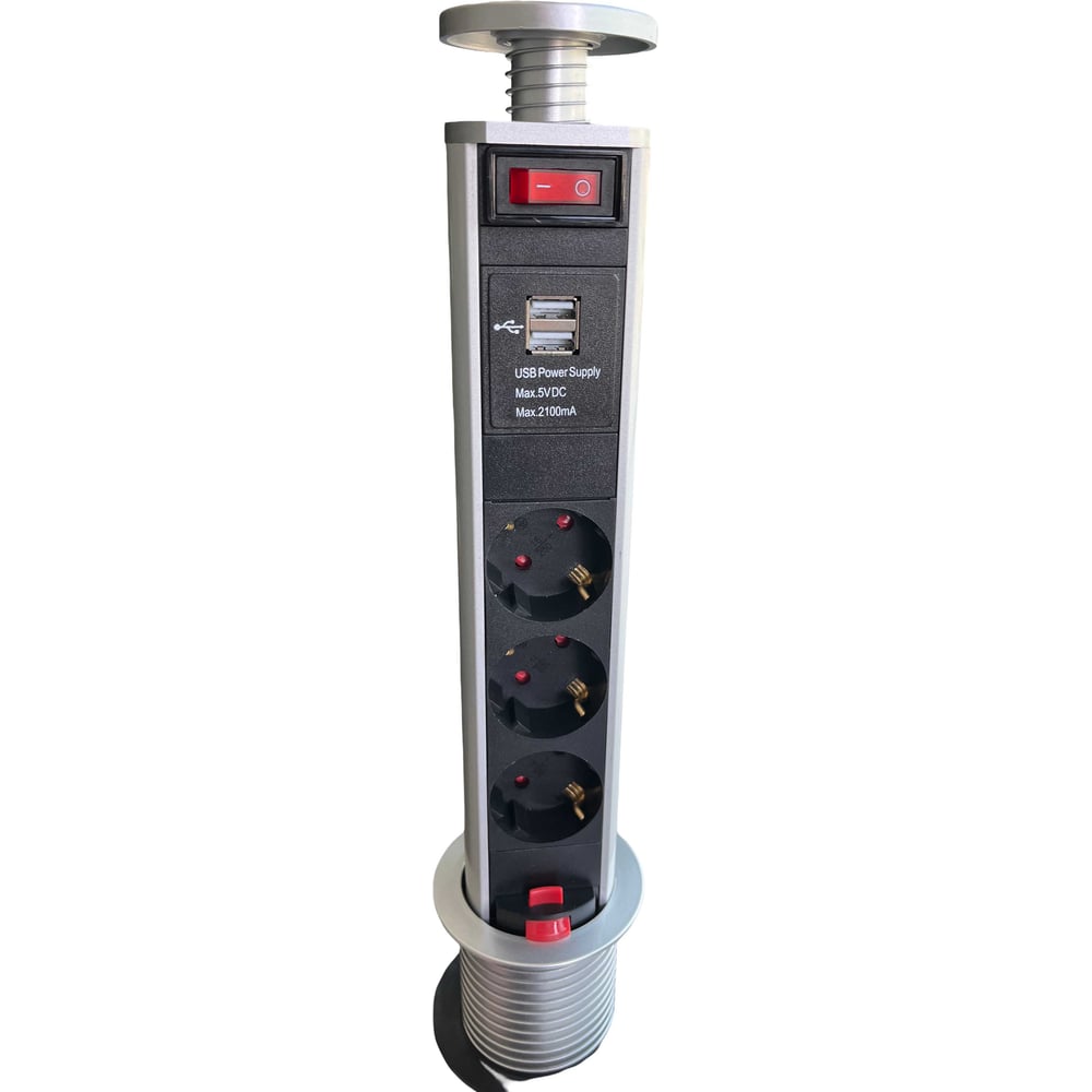 Изображение товара Розетка LK-GN10503U2 Lucktek 3x SCHUKO и 2x USB, серый, IP20