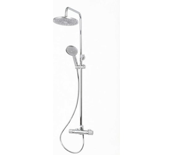 Изображение товара Смеситель термостатический GFmark с дисплеем + стойка душевая тропический душ, с двумя лейками, из нержавеющей стали марки SUS 304, хром 3107-CR